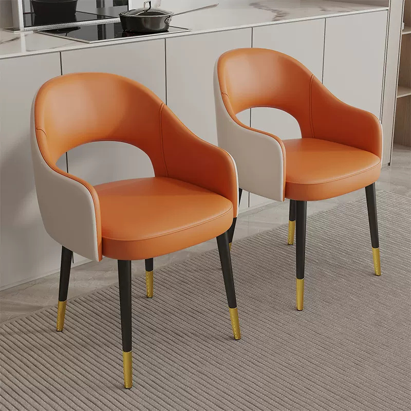 YMSC 现代简约家居奢华精致靠背椅 休闲扶手椅 配色真皮椅