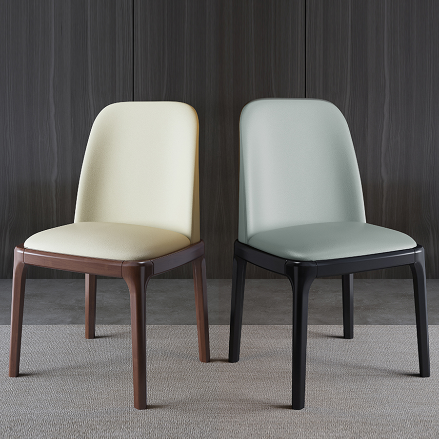 YMSC 简约办公椅 高品质客厅椅 PU 皮革现代餐椅