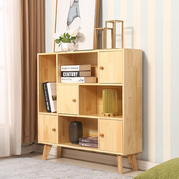 YMSC 立方体书架 3 层现代书柜（带脚木质储物架），适用于客厅