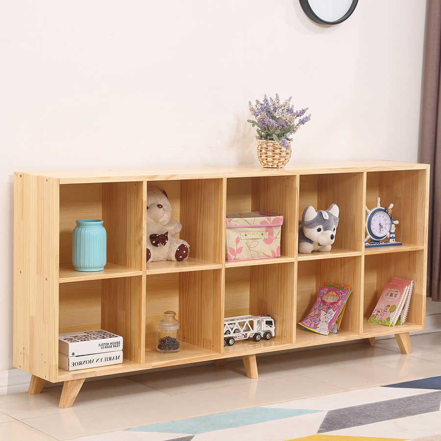 YMSC Solid Wood Corner Shelf Storage Rack Bookcase Modern Design Bookshelf for Living room