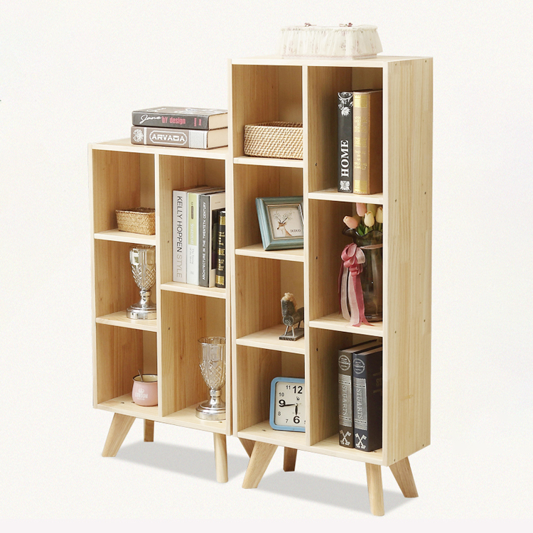 YMSC Storage Rack Bookcase Modern Design Bookshelf Solid Wood Corner Shelf for Living room
