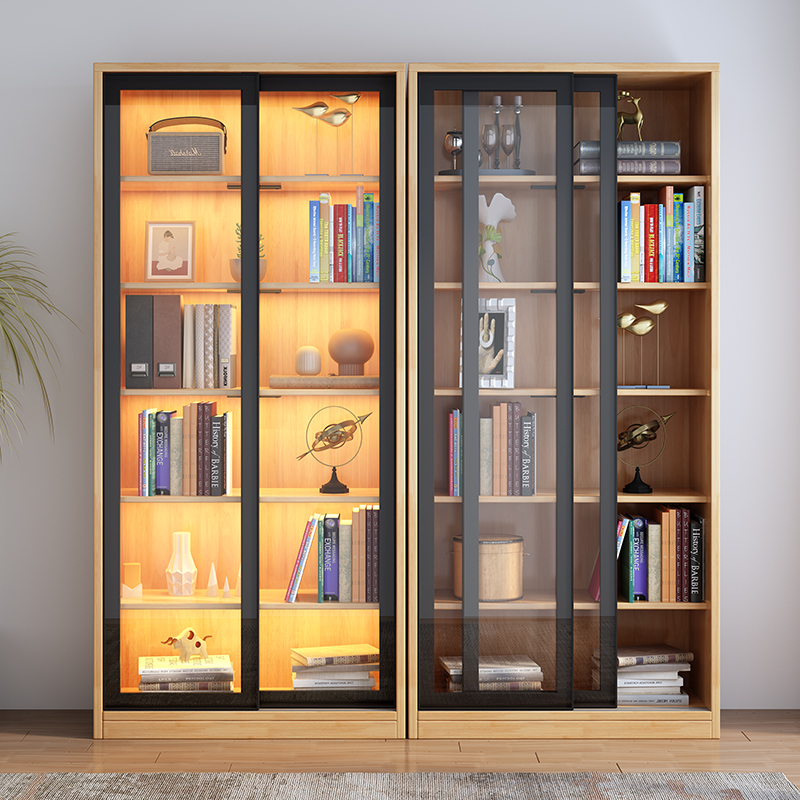 YMSC Modern Study Room Book Cabinet Household Bookshelf Wooden Bookcase